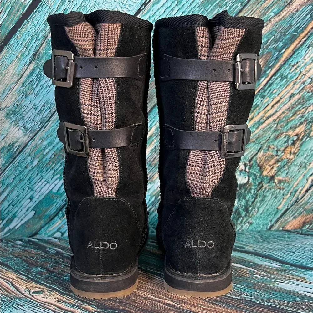 Aldo Black Suede Mid Winter Boots